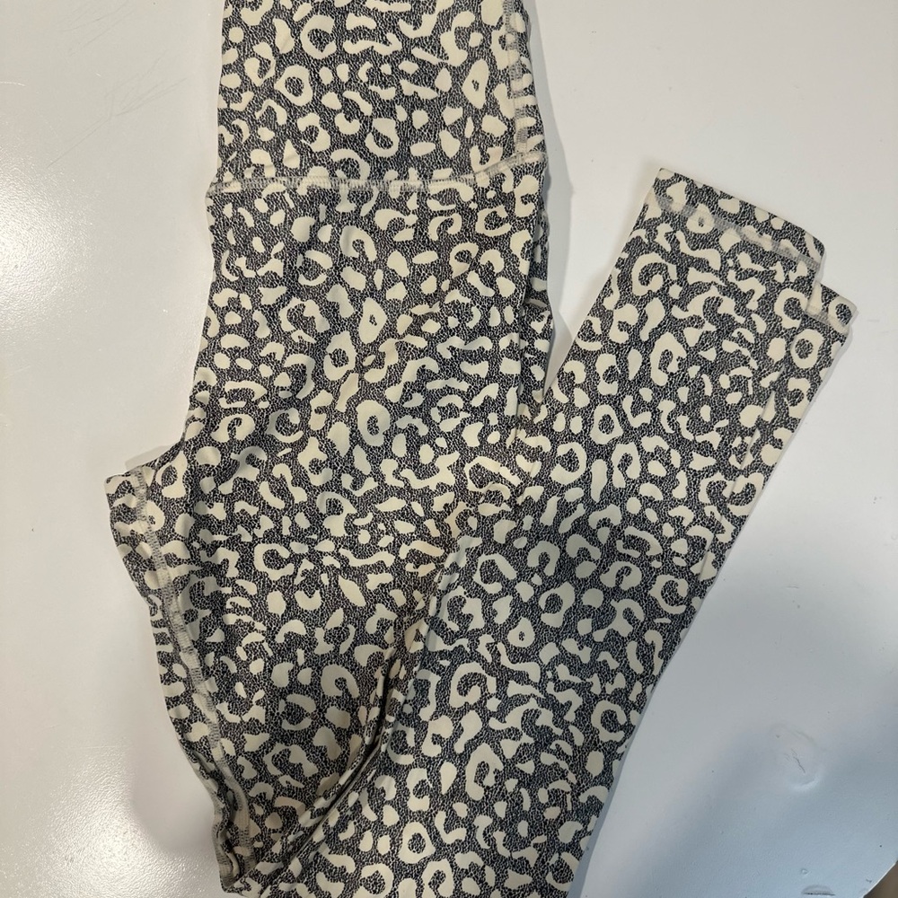 Modiv Cream & Black Printed Leggings - Size S